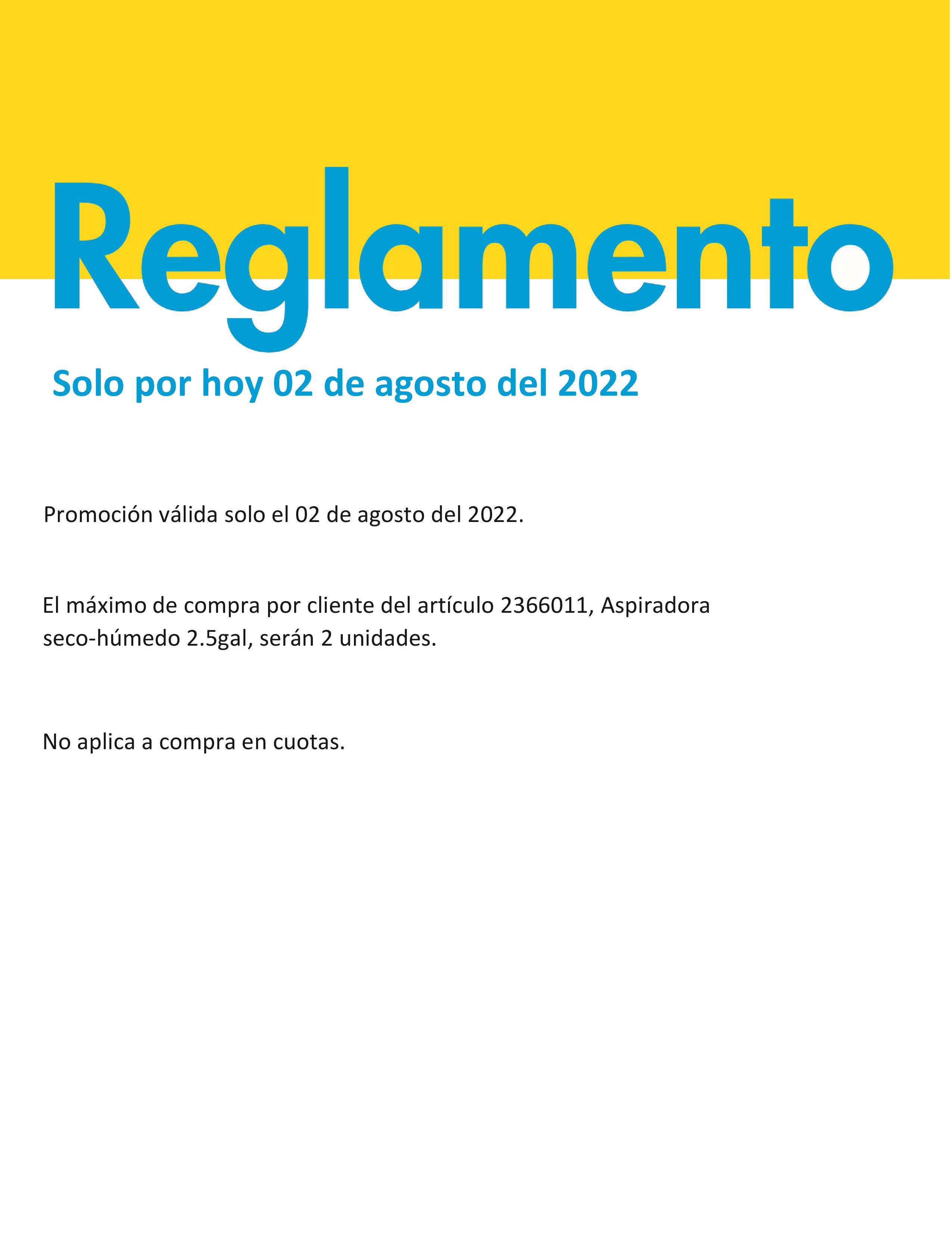 Solo por hoy 02 de agosto de 2022