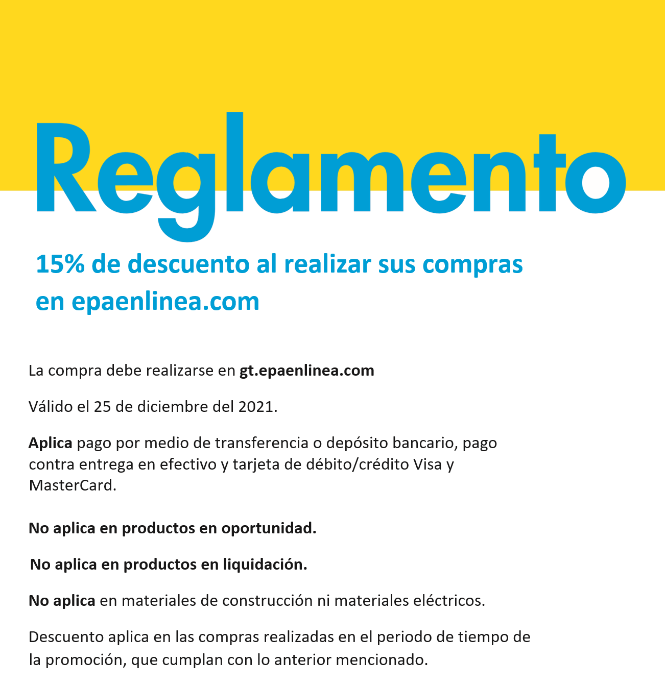 15% de descuento al realizar sus compras en epaenlinea.com