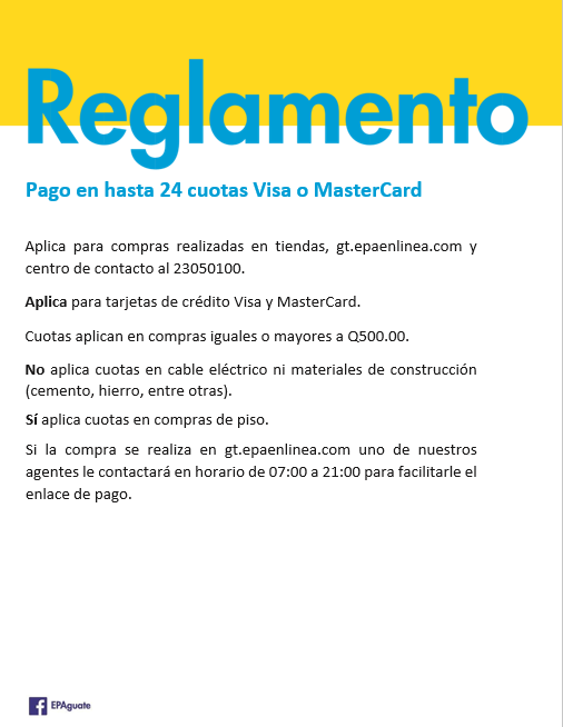 Reglamento - Pago en 3, 6,10 y hasta 24 cuotas Visa o MasterCard